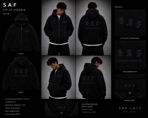 SaF Black Heavyweight Zip-Up