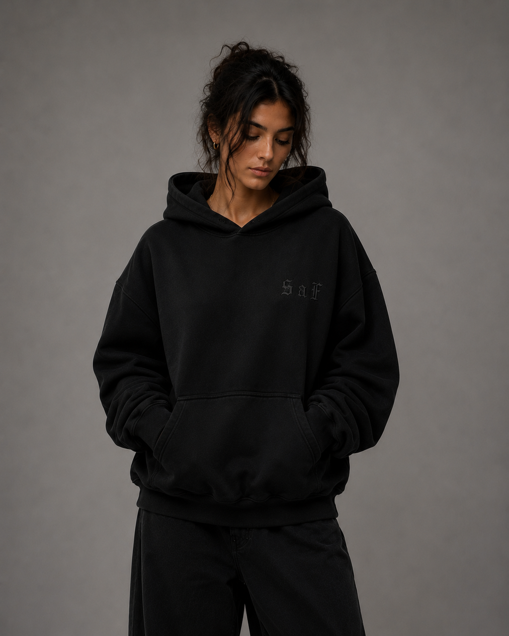 SaF Black Heavyweight Hoodie