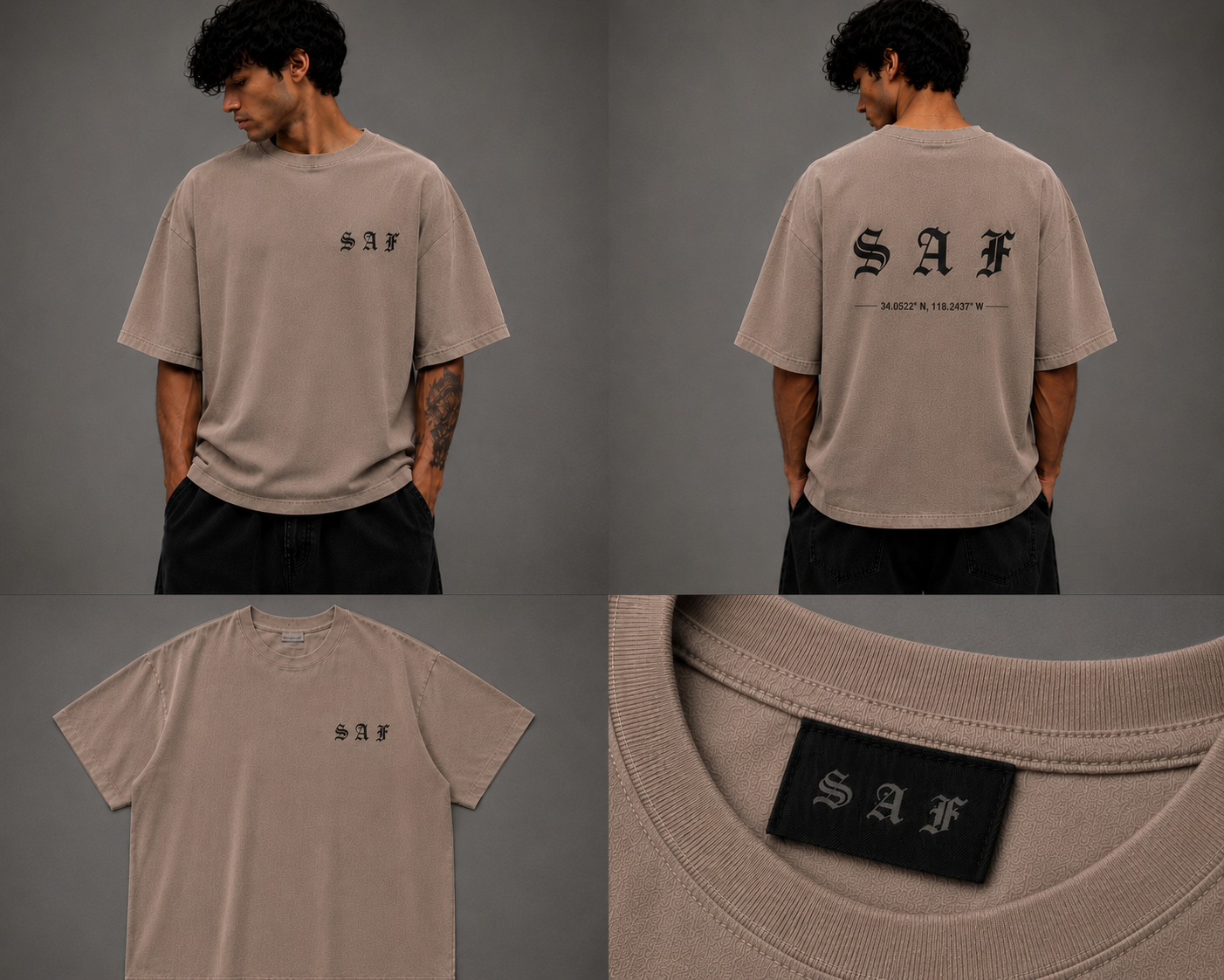 SaF Tan On Black  Heavyweight Shirt