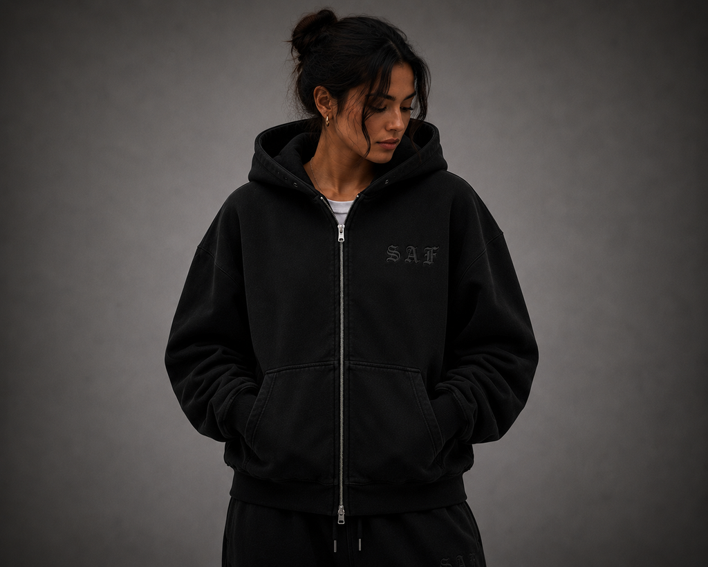 SaF Black Heavyweight Zip-Up