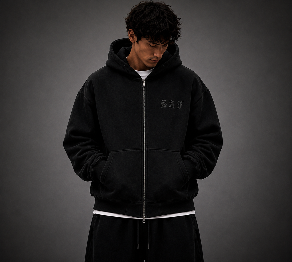 SaF Black Heavyweight Zip-Up
