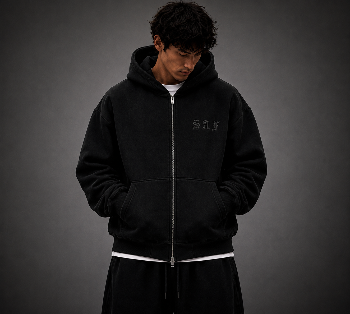 SaF Black Heavyweight Zip-Up