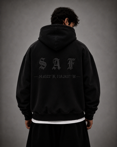 SaF Black Heavyweight Hoodie