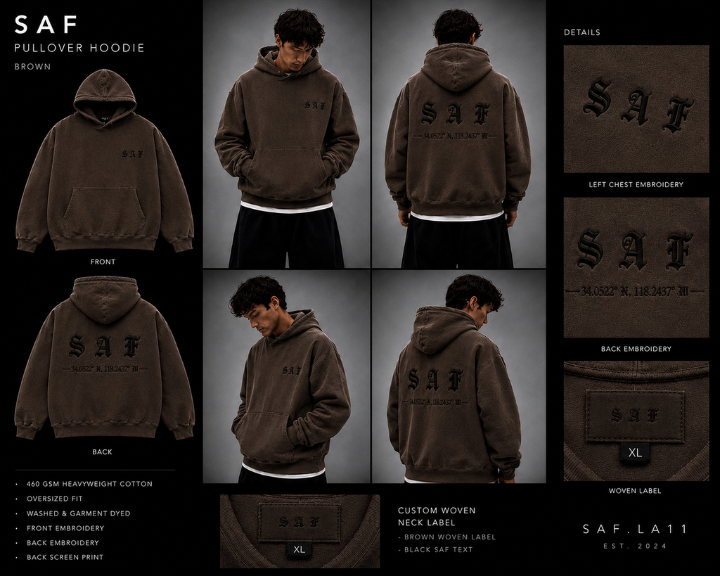 SaF Brown Heavyweight Hoodie