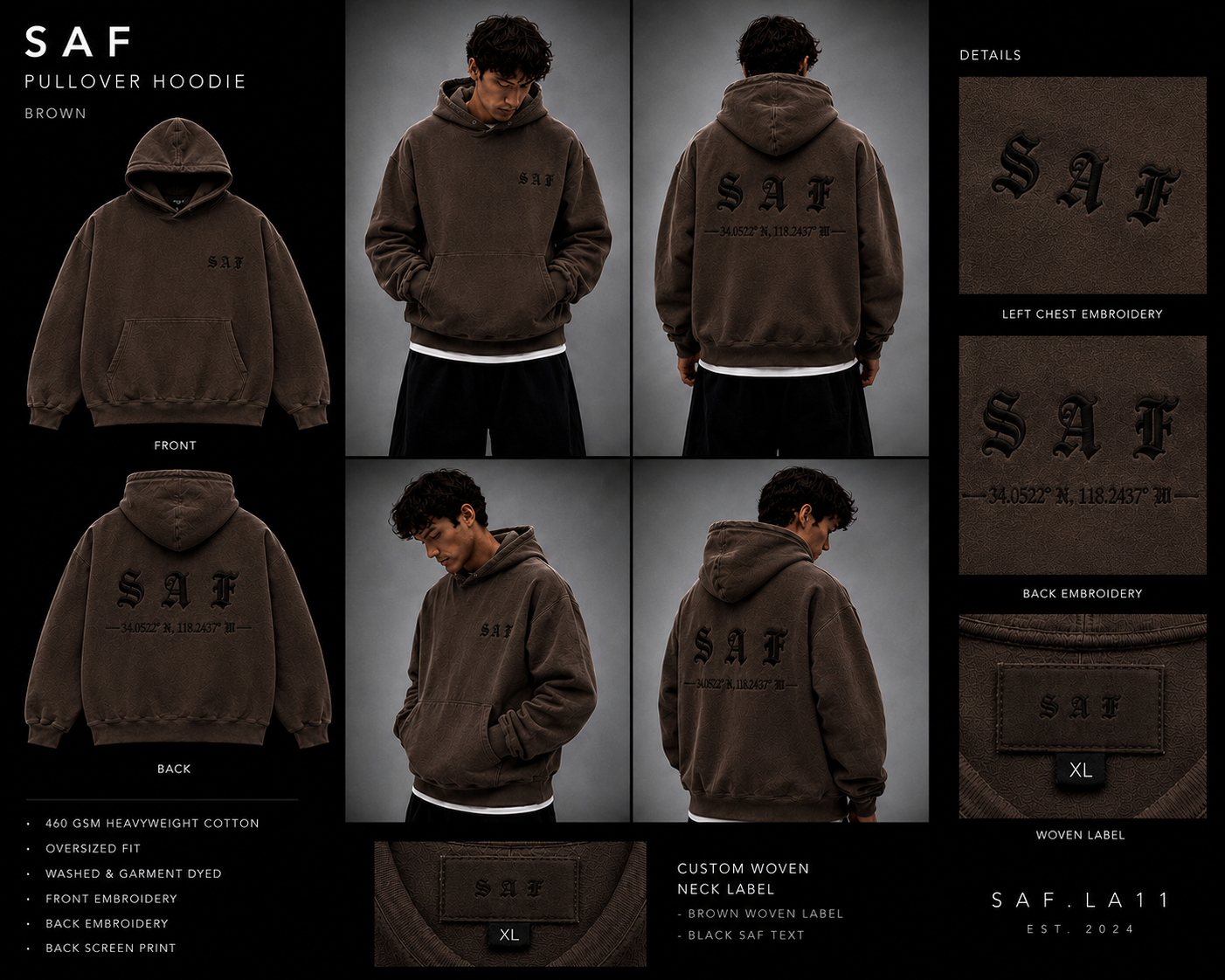SaF Brown Heavyweight Hoodie